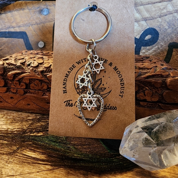Star of David Heart Keychain Jewish Bag Clip Keyring Bat Mitzvah Gift Zipper - Picture 4 of 13